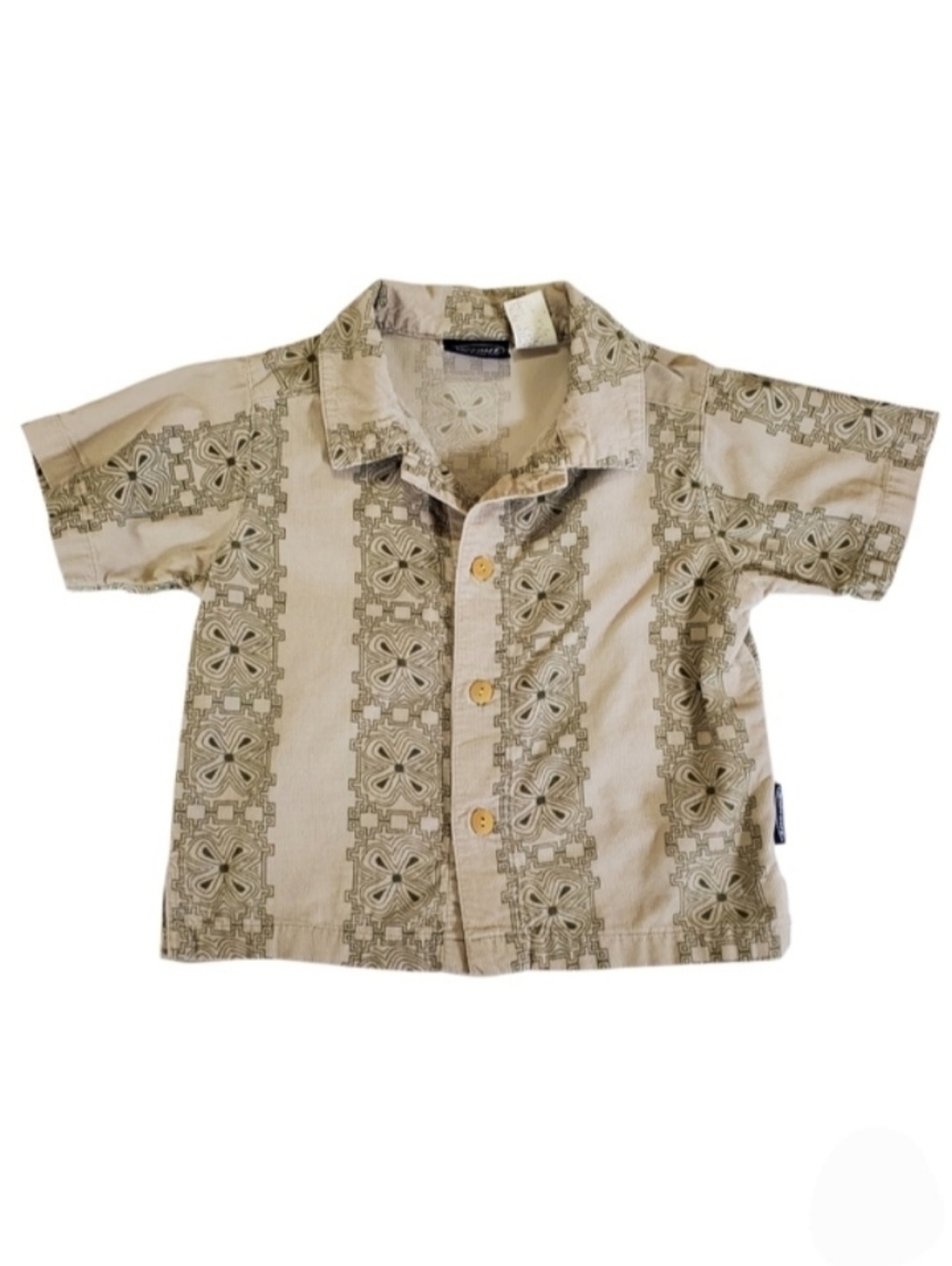 K1376 * Sideout Boys Corduroy Button Down Shirt Tan Gray Size 24M Vintage 90s